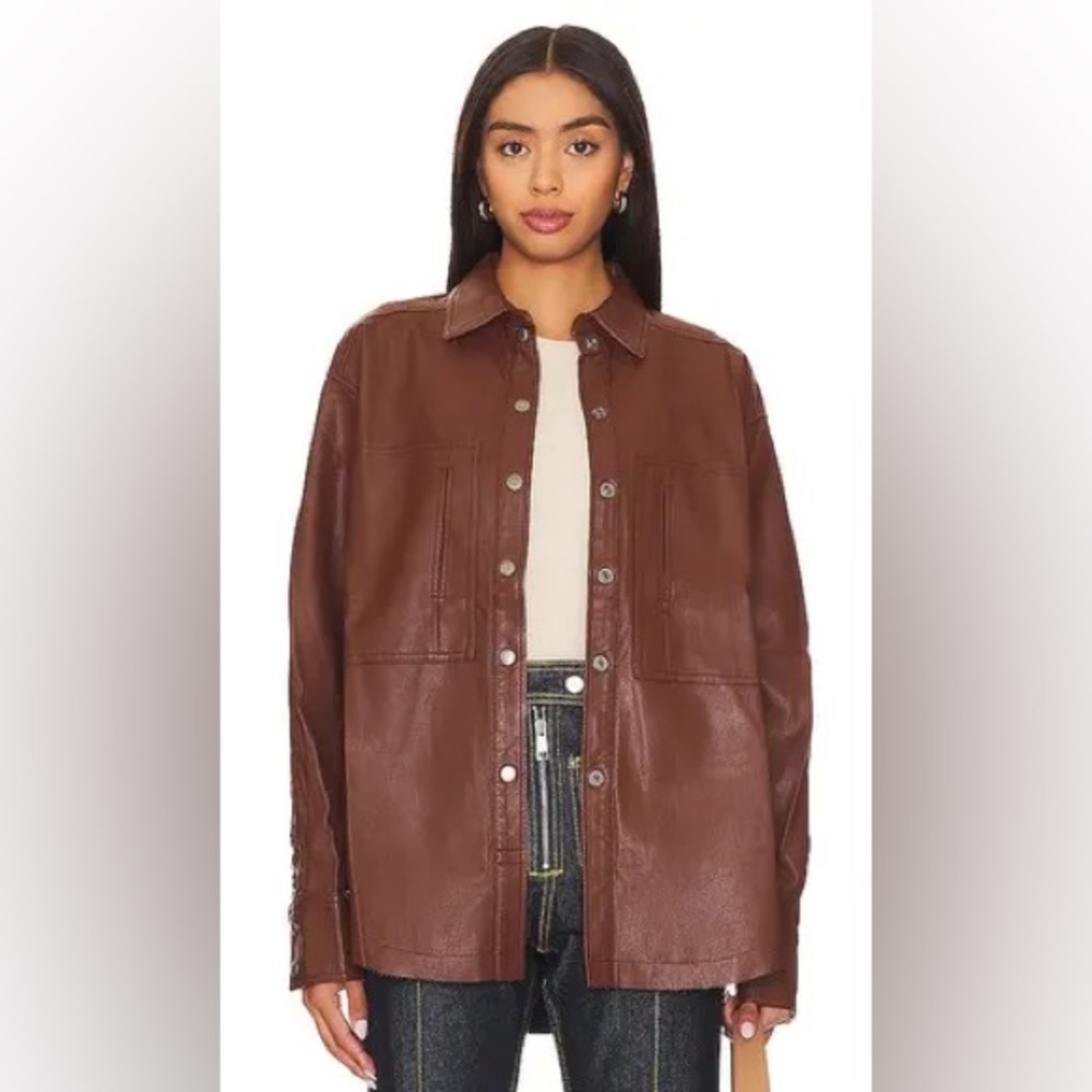 We The Free Brown Leather Jacket